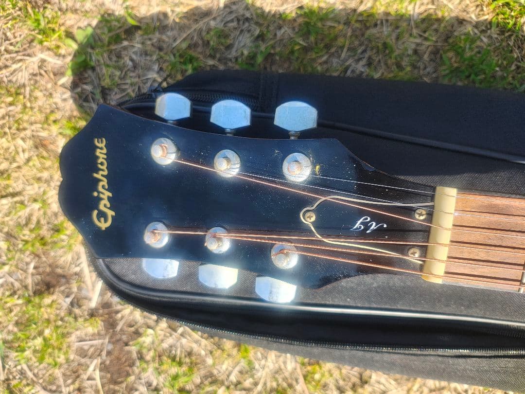 美品 Epiphone AJ-100 NA PU搭載 エレアコ 高級牛骨サドル