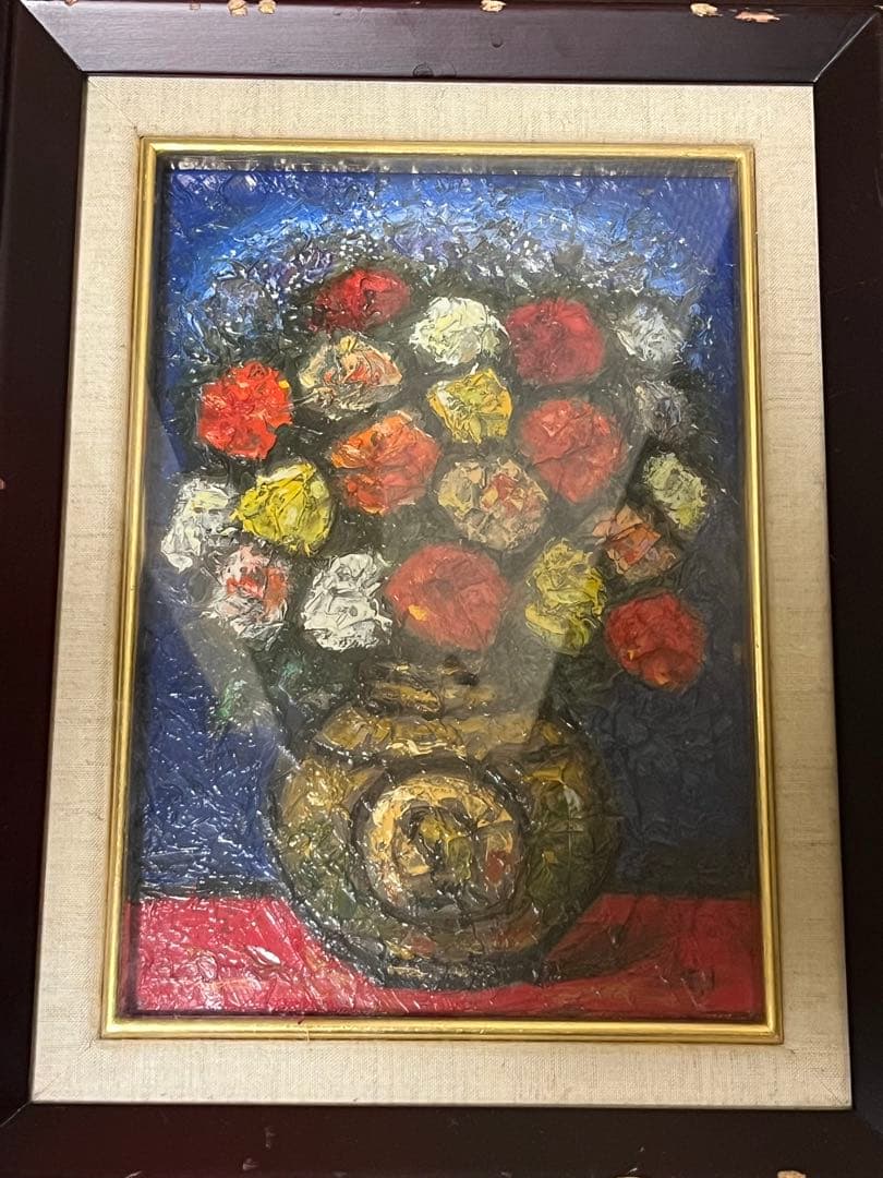 ばら　油彩画　油絵　市村司　薔薇　絵画　アート　芸術　額縁　額装
