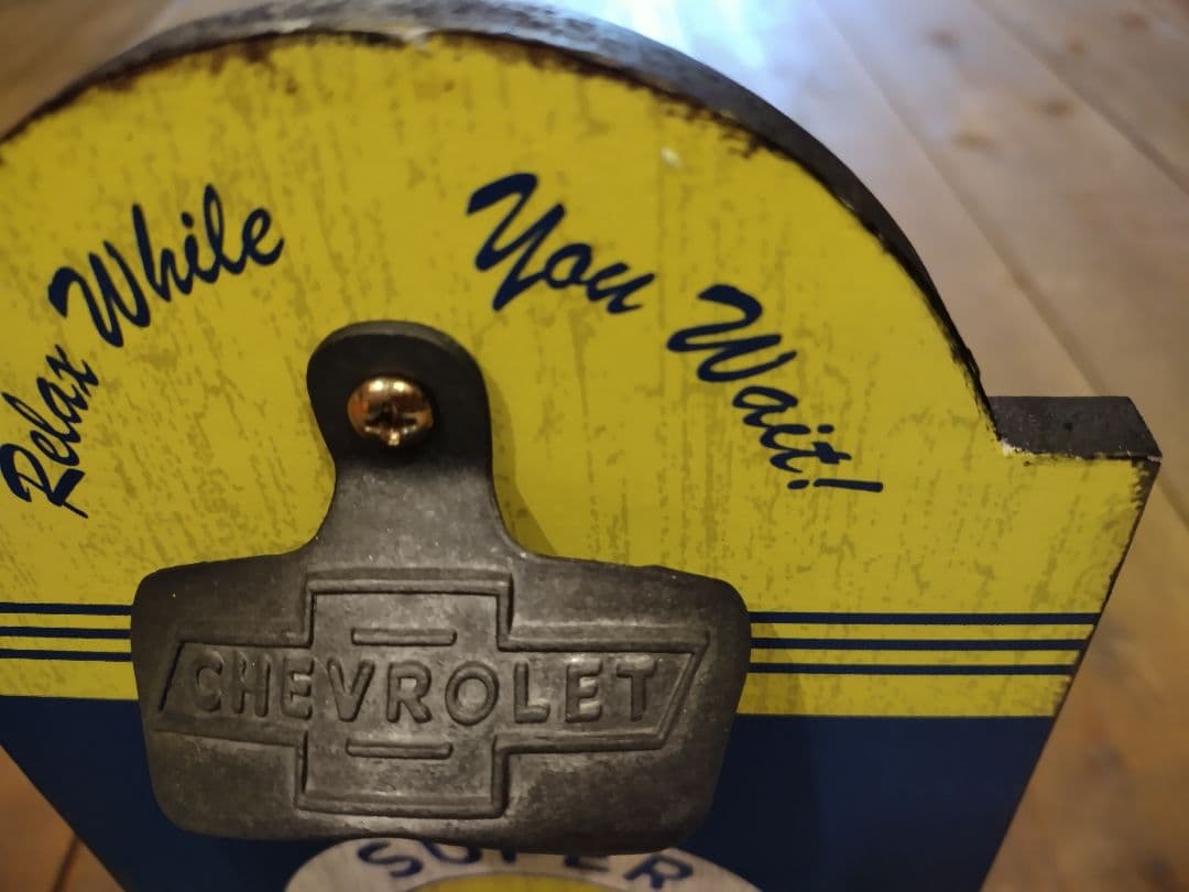 CHEVROLET　ボトルオープナー　受け皿付き　ビンテージ　栓抜き　シボレー