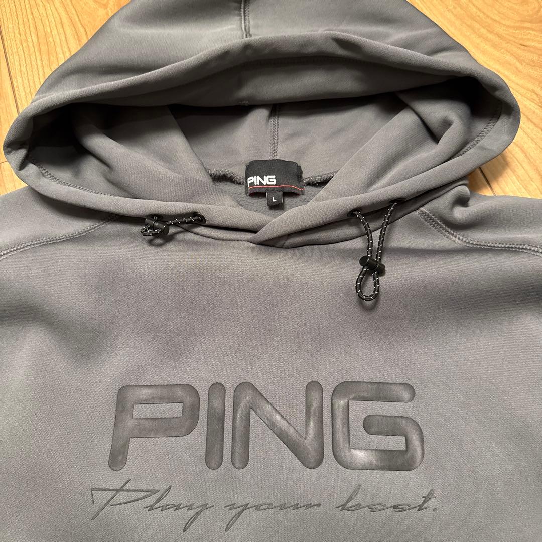 PING ゴルフフーディパーカーLグレー