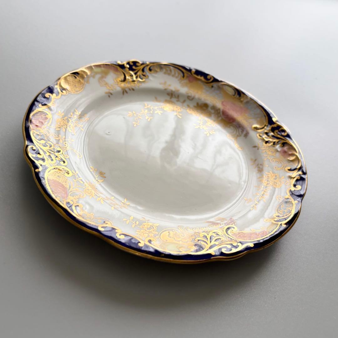 英国製アンティーク　AYNSLEY 金彩コバルト 花文　エインズレイ【稀少品】