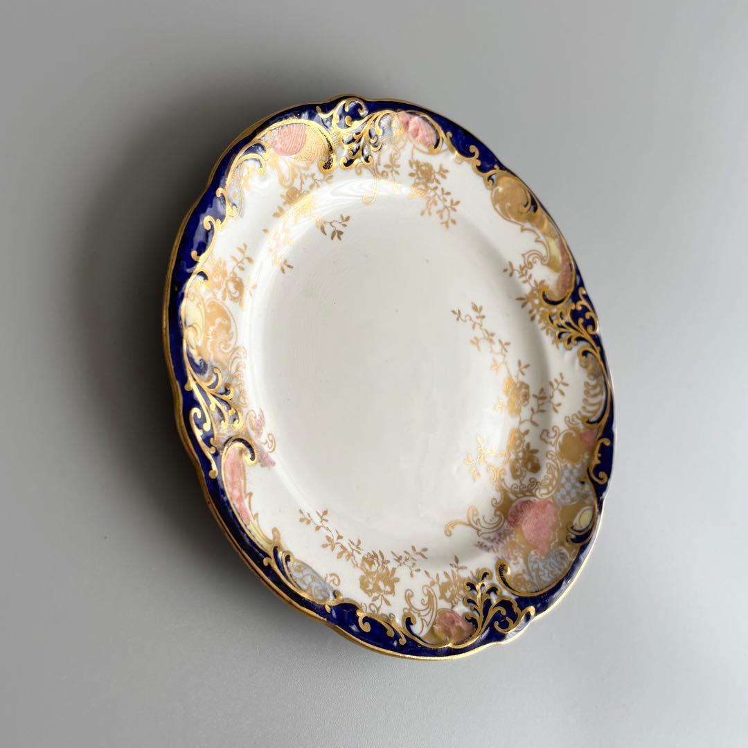 英国製アンティーク　AYNSLEY 金彩コバルト 花文　エインズレイ【稀少品】