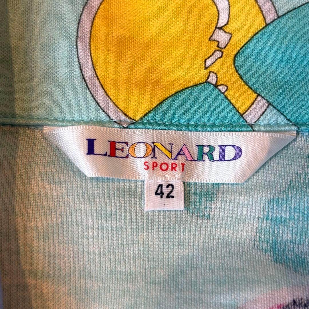★LEONARD SPORT★L★水色花柄シャツ★綿100%★多少伸縮性有★素敵