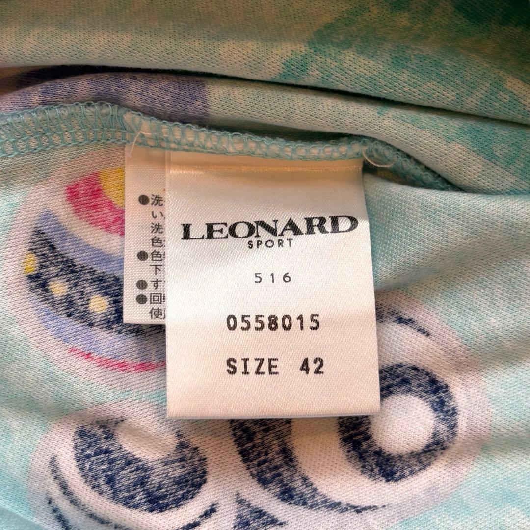 ★LEONARD SPORT★L★水色花柄シャツ★綿100%★多少伸縮性有★素敵