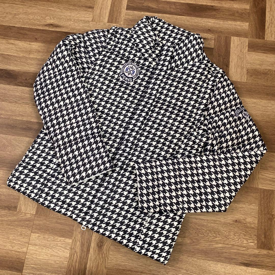 美品♡2way♡ダウンジャケット♡ベスト♡千鳥柄♡ホワイト♡ネイビー♡S