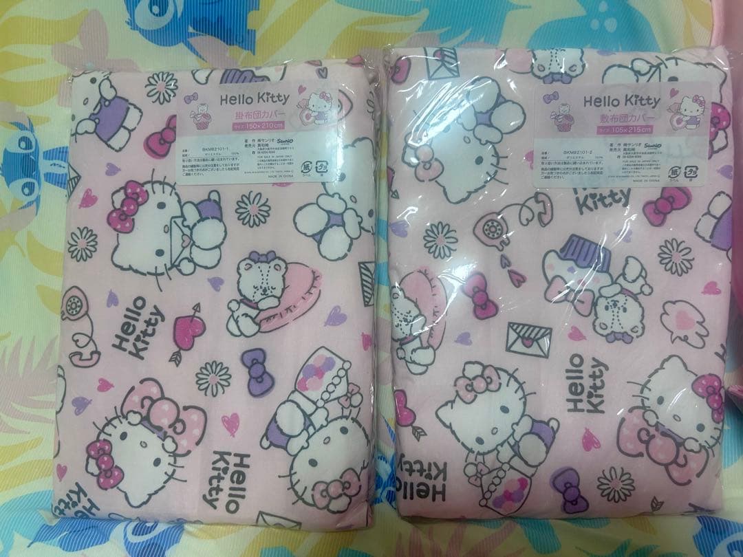 最終値下げ！新品 キティちゃん ブランケット 布団カバー 枕カバー 袋セット