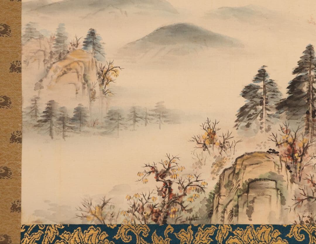 【真作】日本画 立野雪郷 吉野熊野 風景画 絹本 掛軸 富山県高岡 MB223