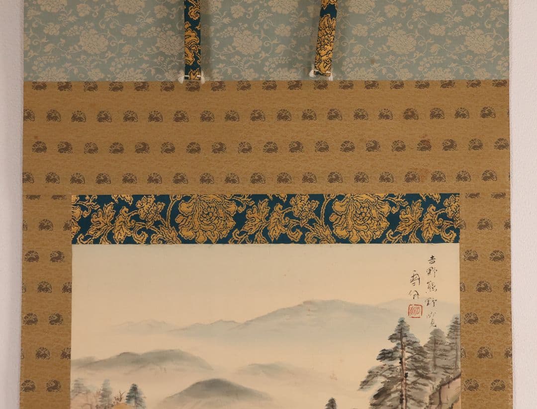 【真作】日本画 立野雪郷 吉野熊野 風景画 絹本 掛軸 富山県高岡 MB223