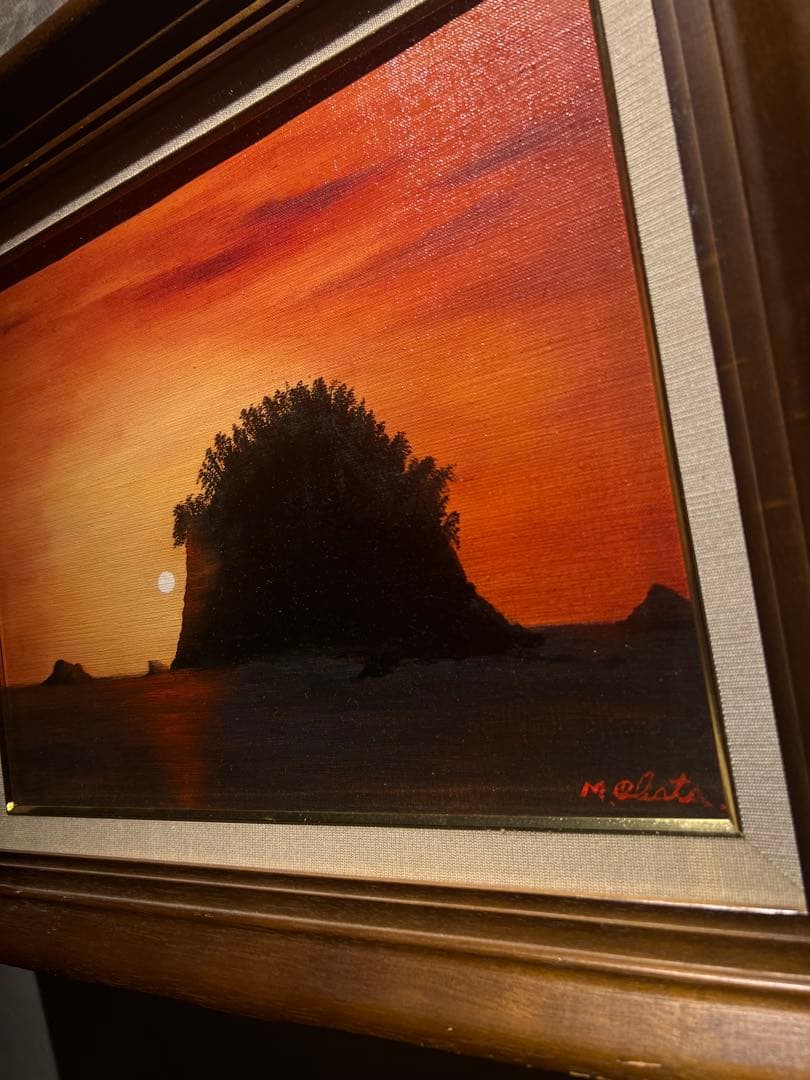 小幡稔【山陰海岸】肉筆油彩画　直筆サインあり