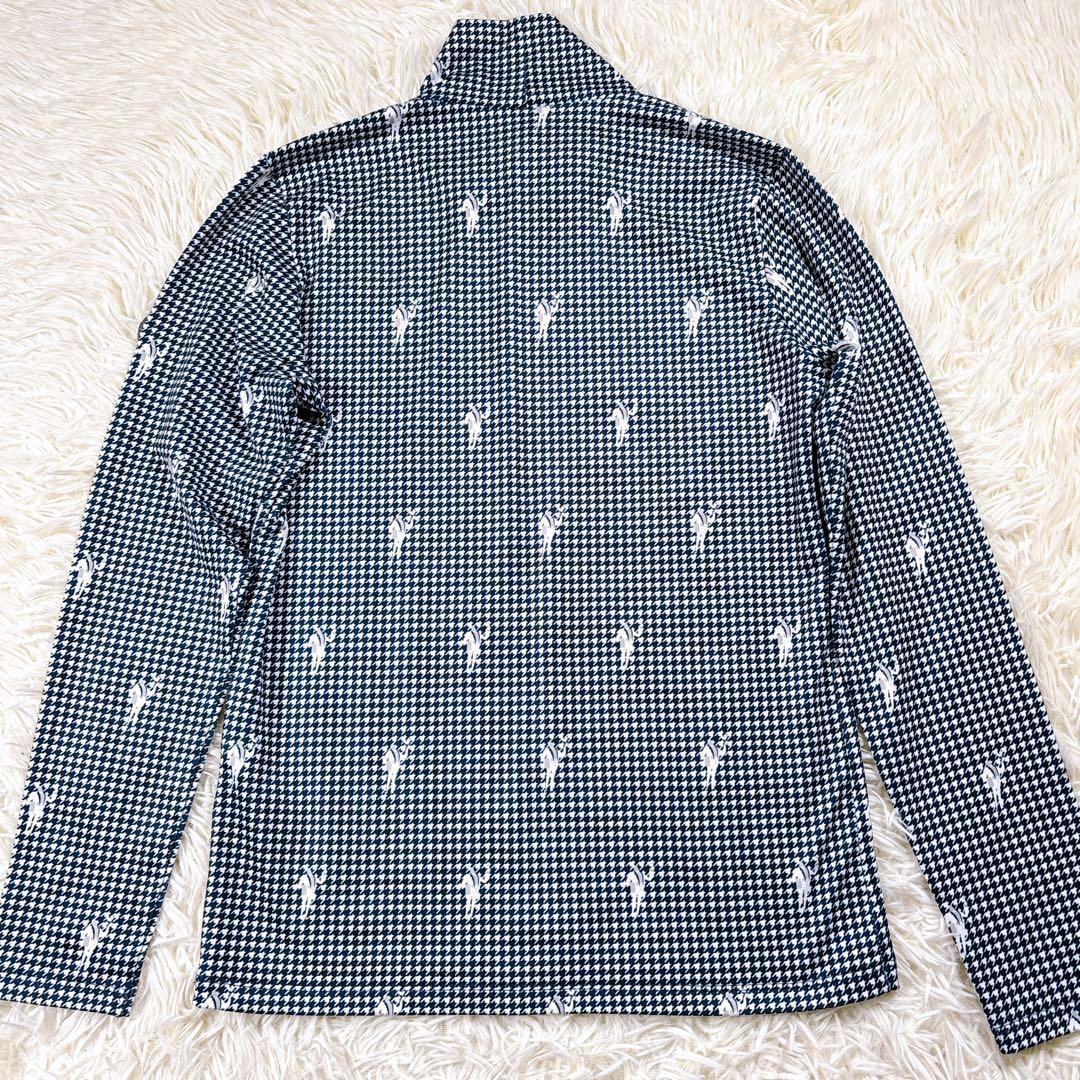 【サイズM⭐️美品】アンパスィ　長袖　モックネック　ネックシャツ　インナー　総柄