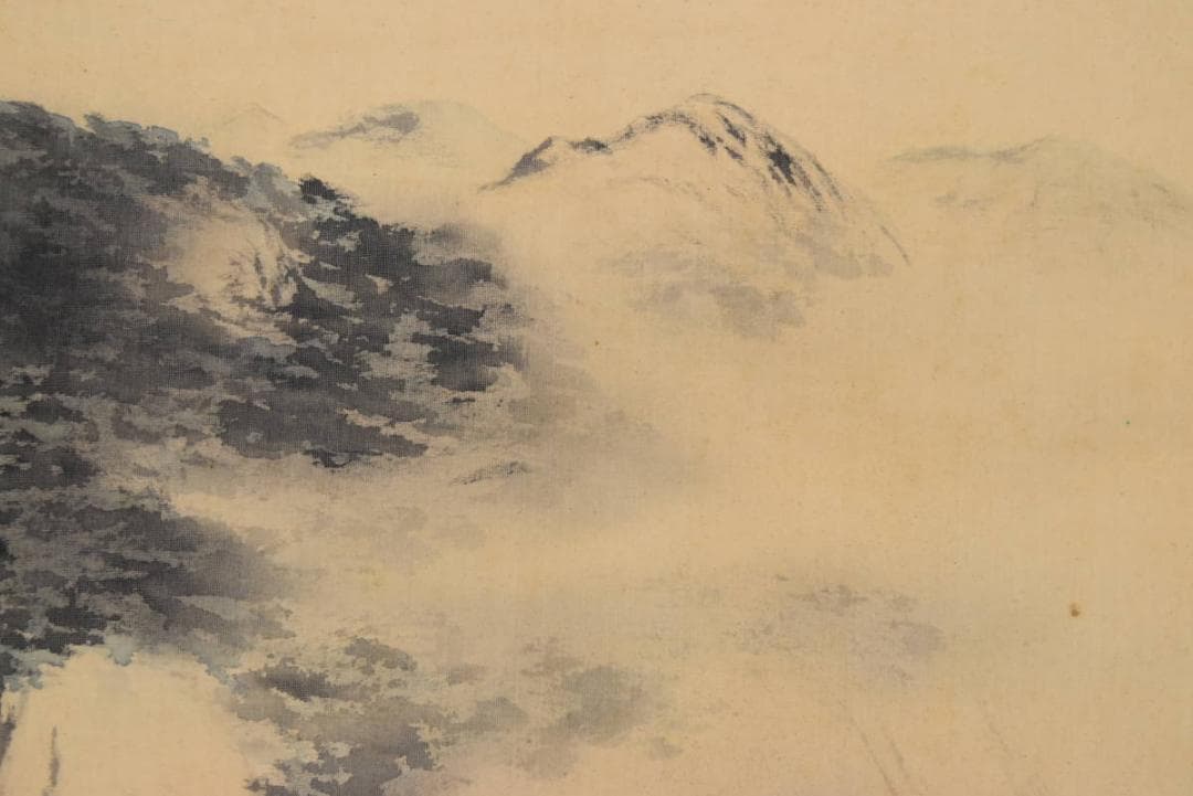 【真作】耕三/筏下り図/山水図/横物/掛軸/名家伝来/AA-924