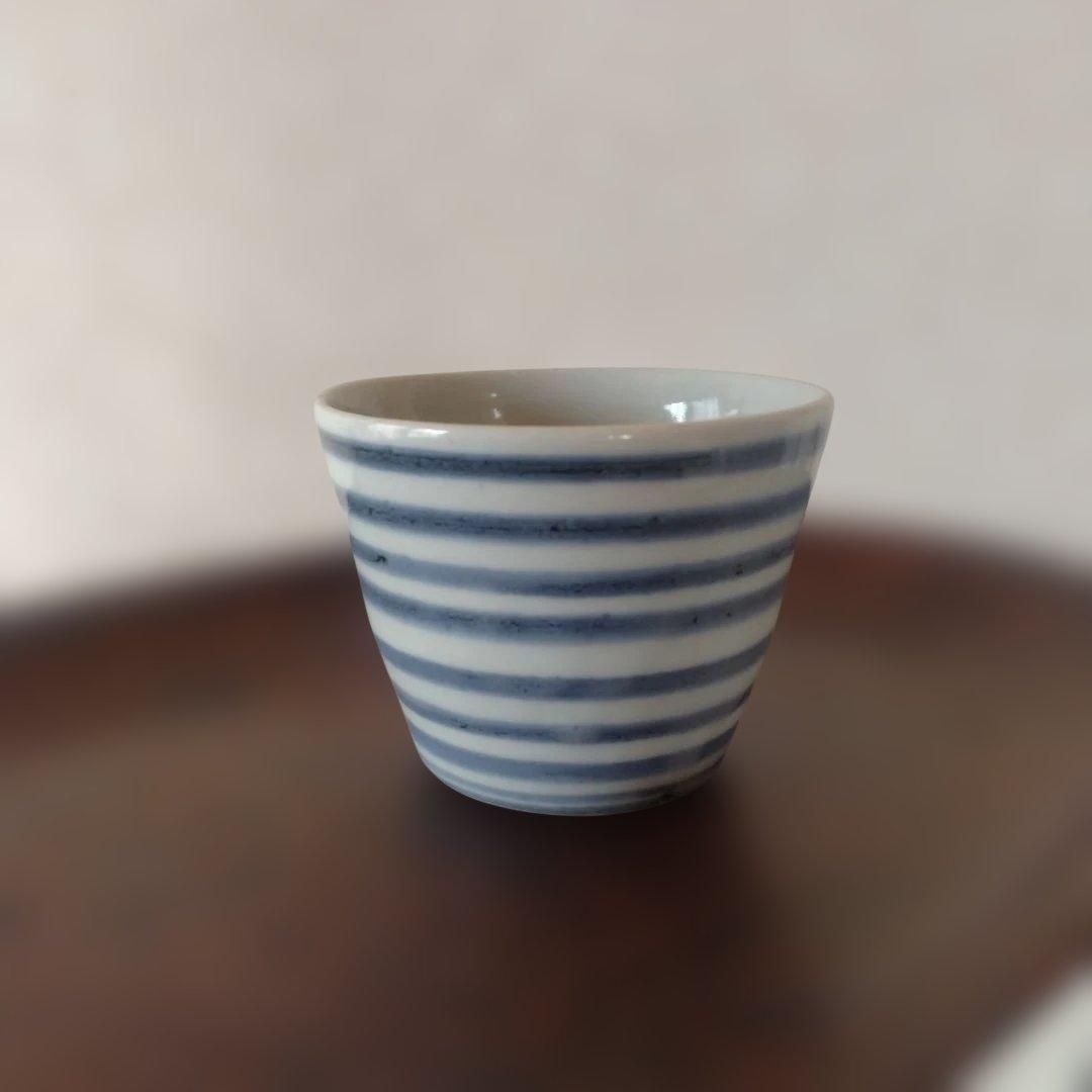 古伊万里染付輪線文蕎麦猪口