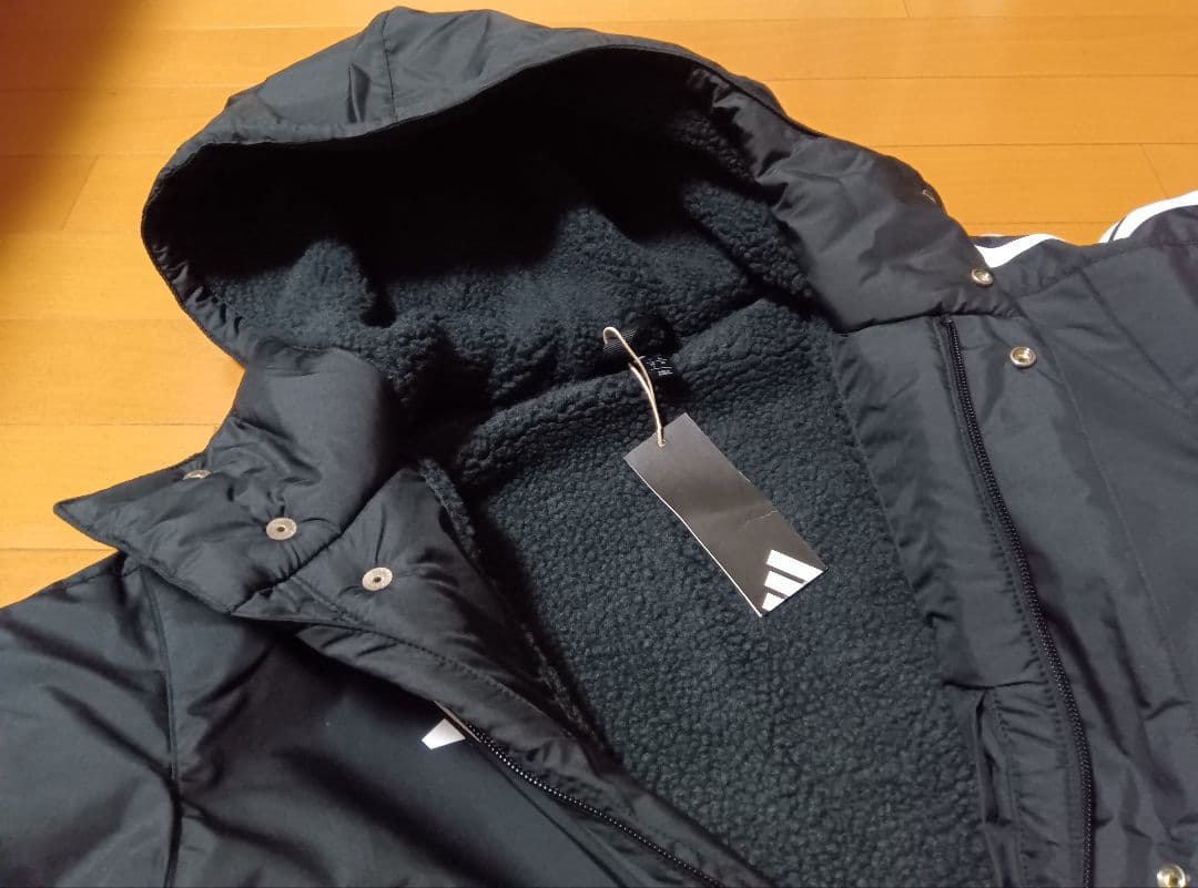 新品adidasアディダスボアキルティングベンチコートXL黒ブラック