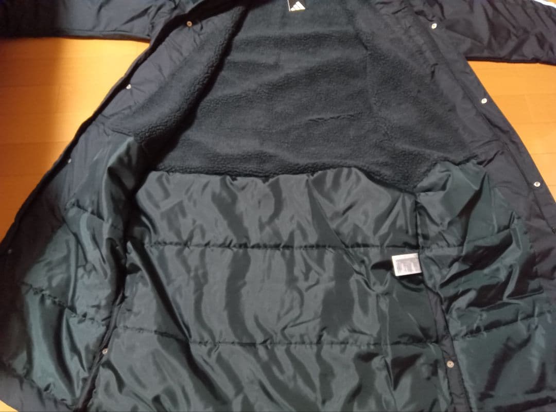 新品adidasアディダスボアキルティングベンチコートXL黒ブラック