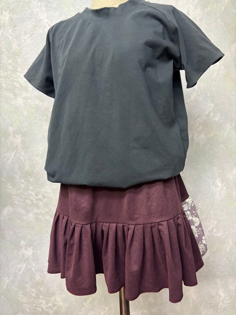 ゆっこ テニススカート ボルドー＆ブラック