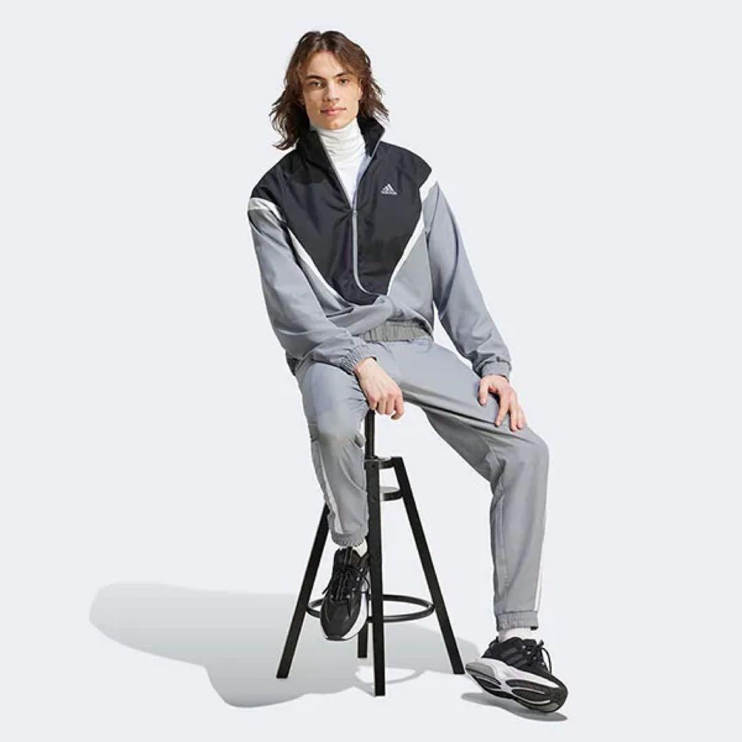 新品　アディダス　adidas 上下セット　グレー　ウーブン　ウインド　2XL