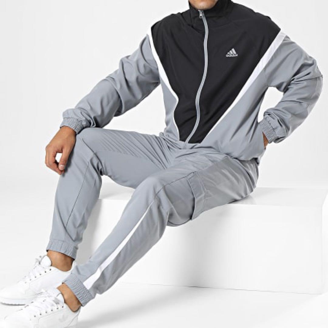 新品　アディダス　adidas 上下セット　グレー　ウーブン　ウインド　2XL