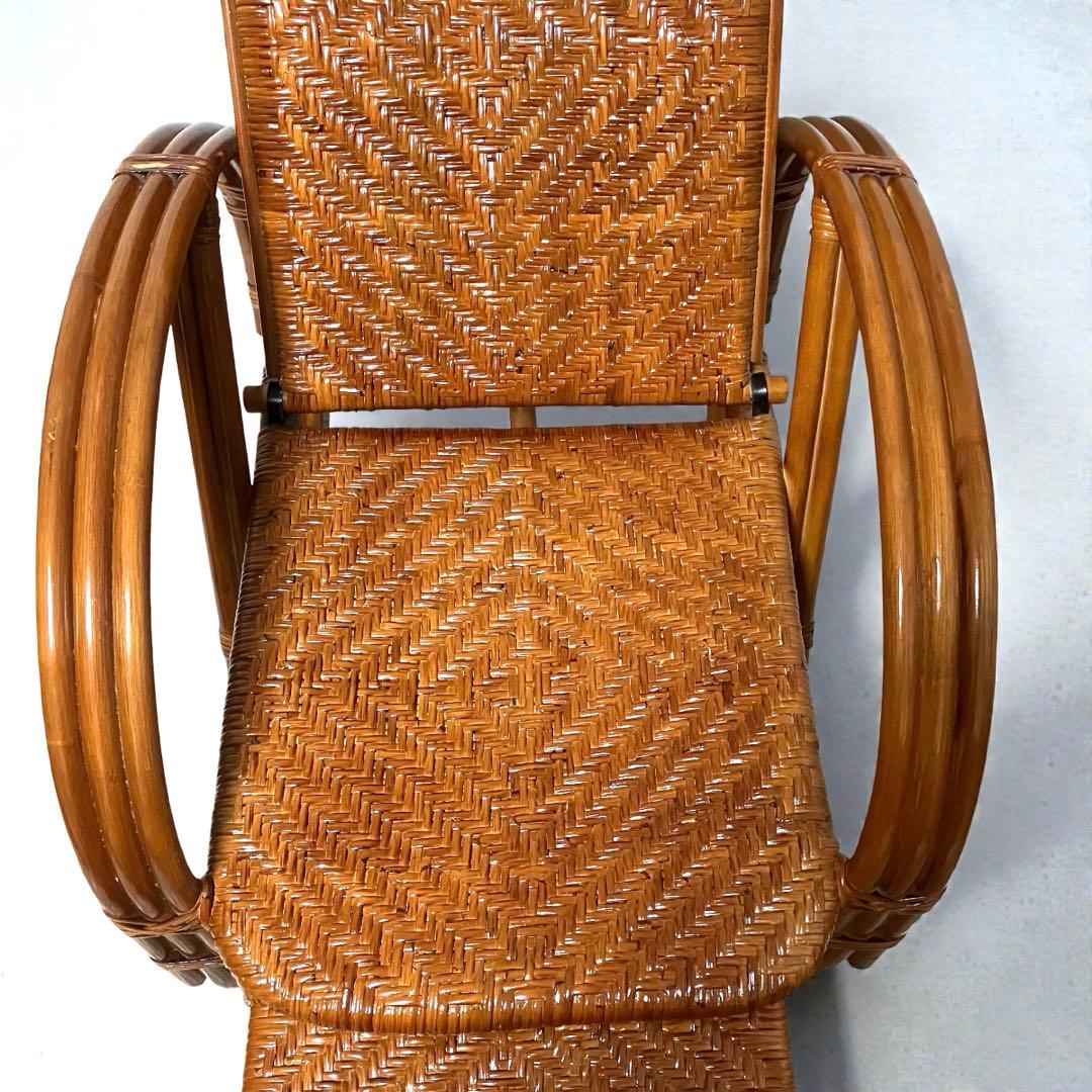 【良品】ラタン製 リクライニングチェア 1人掛けソファー　籐家具　昭和レトロ