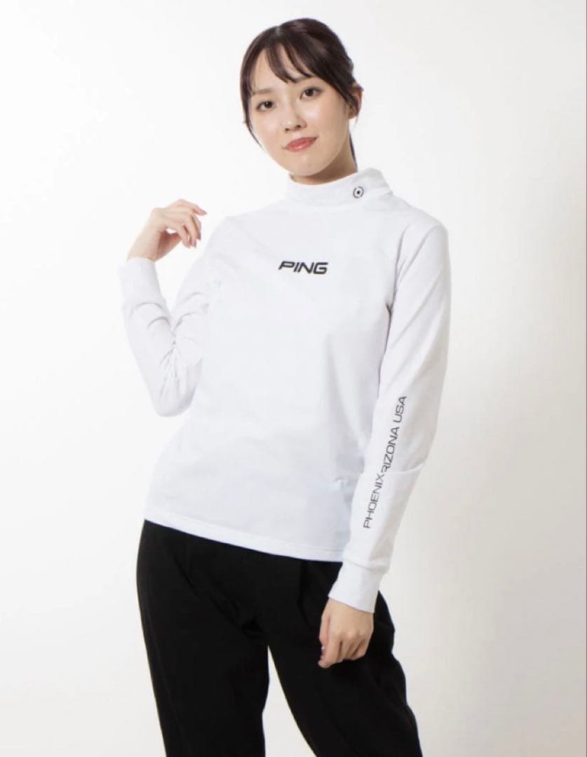 M ☆新品☆ PING エアーフレイクハイネックシャツ レディース　ホワイト