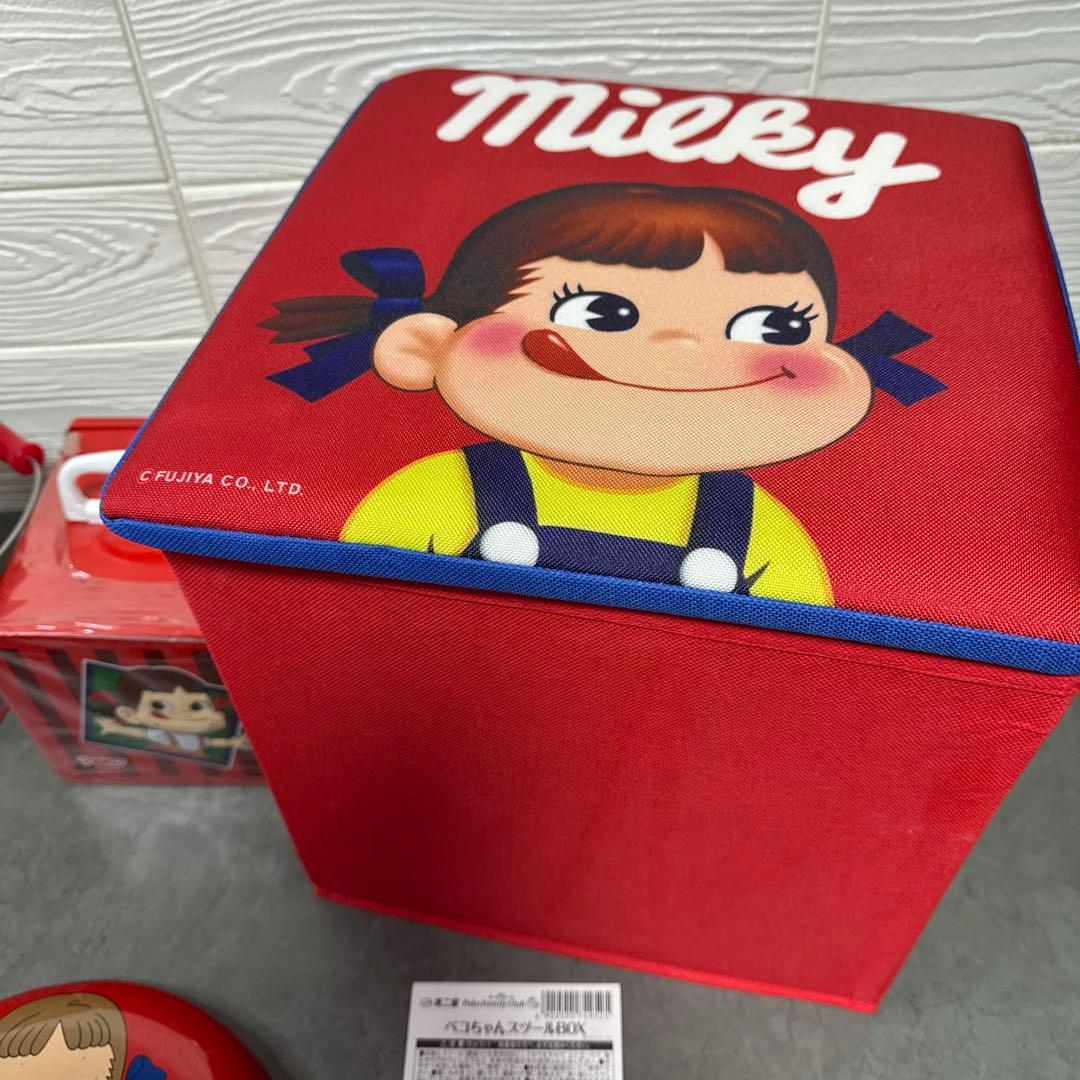 不二家　ペコちゃん　缶　物入れ　スツールBOX 貯金箱 インテリア