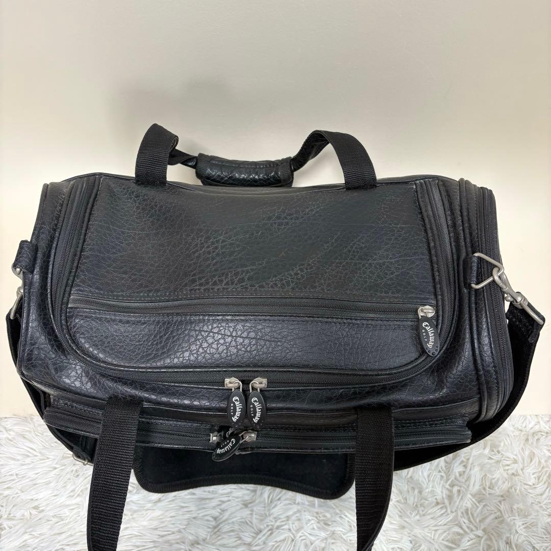 【美品】Callaway ゴルフ レザー 2way ボストンバッグ ブラック