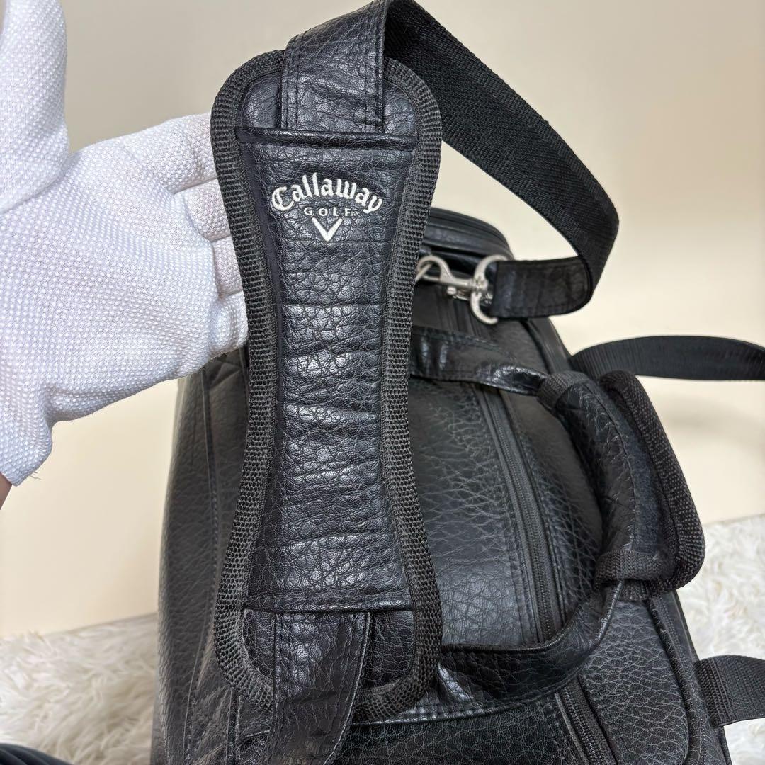 【美品】Callaway ゴルフ レザー 2way ボストンバッグ ブラック