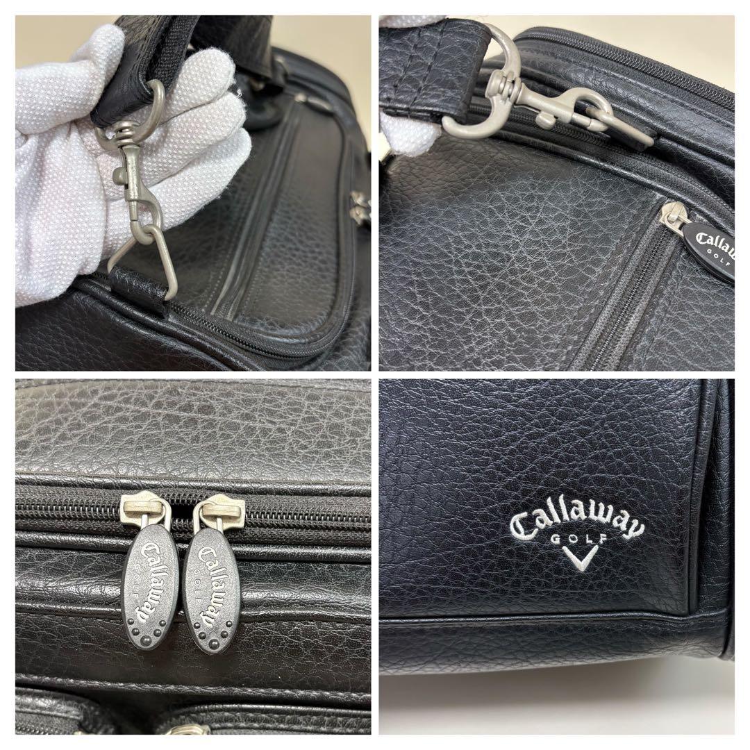 【美品】Callaway ゴルフ レザー 2way ボストンバッグ ブラック