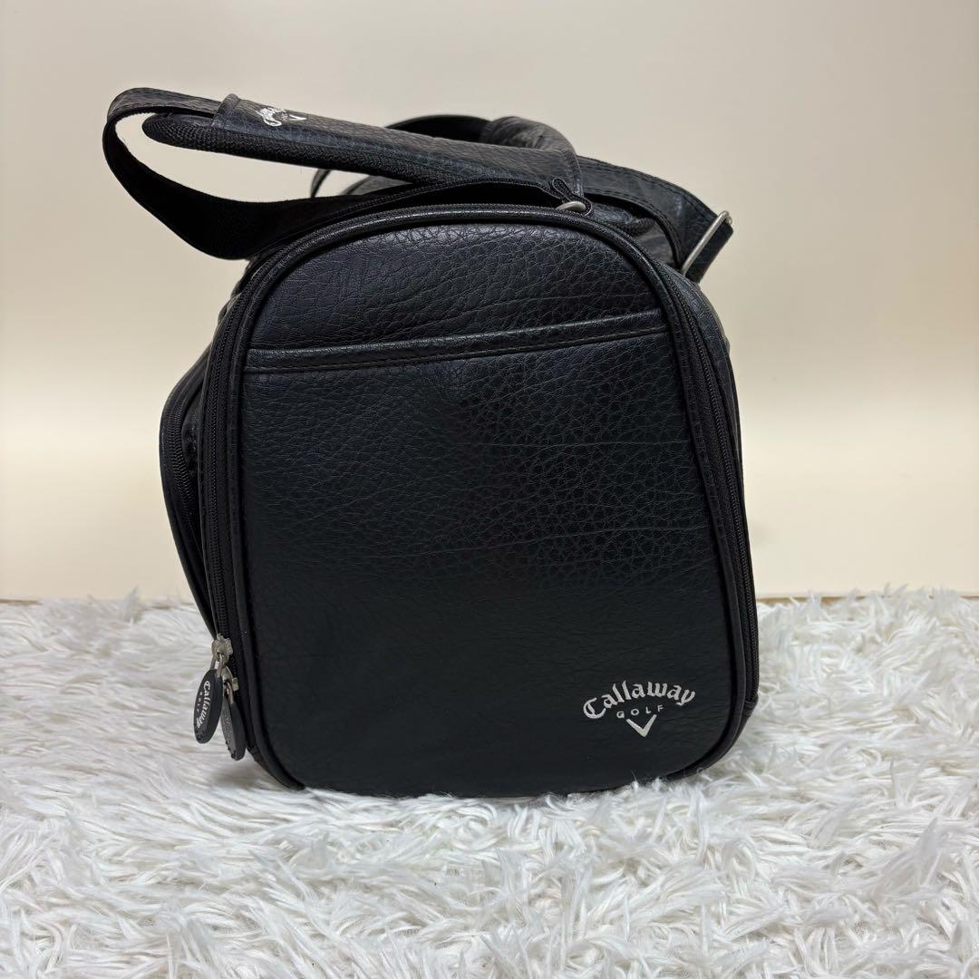 【美品】Callaway ゴルフ レザー 2way ボストンバッグ ブラック