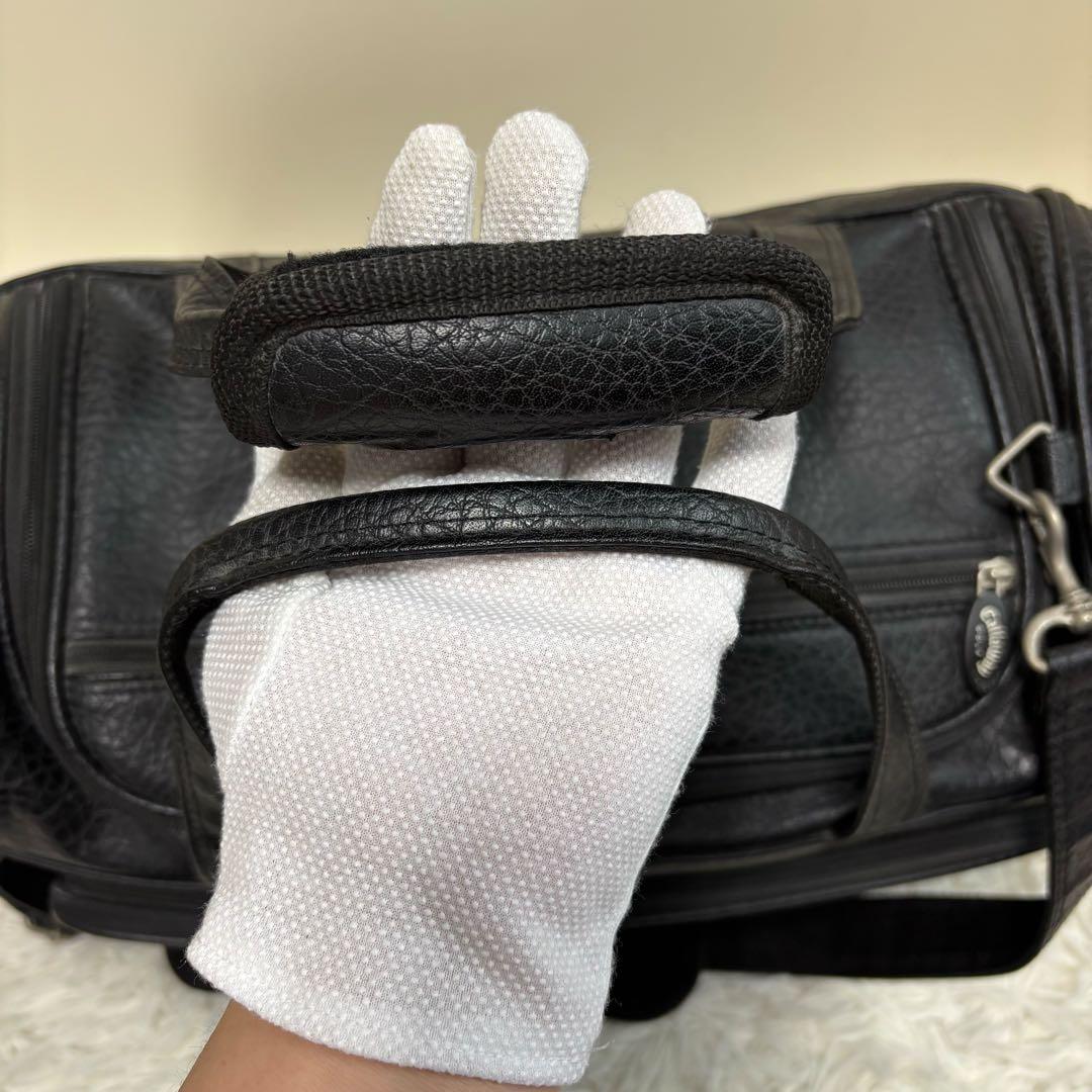 【美品】Callaway ゴルフ レザー 2way ボストンバッグ ブラック