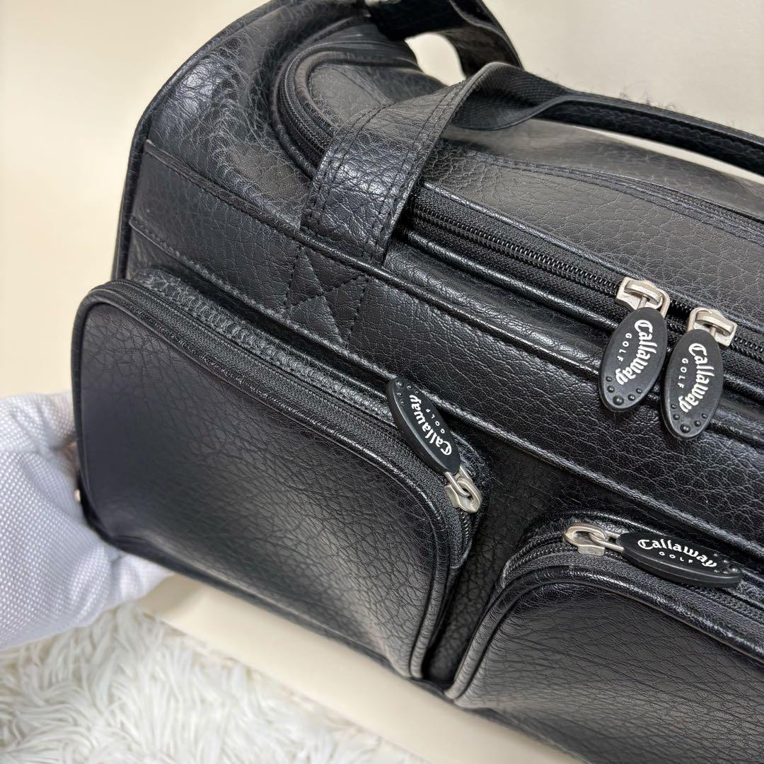 【美品】Callaway ゴルフ レザー 2way ボストンバッグ ブラック