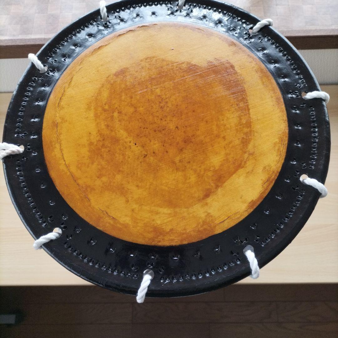 担ぎ太鼓　締太鼓　和太鼓 　天然皮革　ストラップ付き　中古品