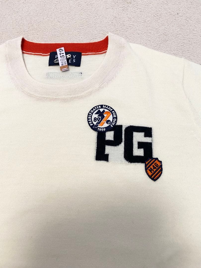パーリーゲイツ・PGロゴ刺繍 アイボリー薄手　セーター