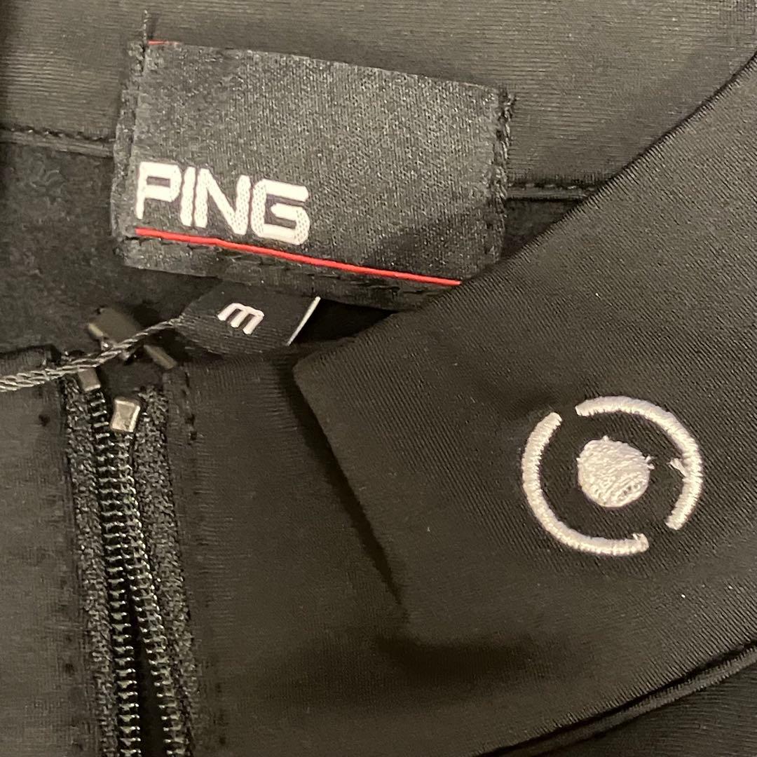 【新品】PING 2024年　キルティング ハーフジップシャツ　ブラック　M