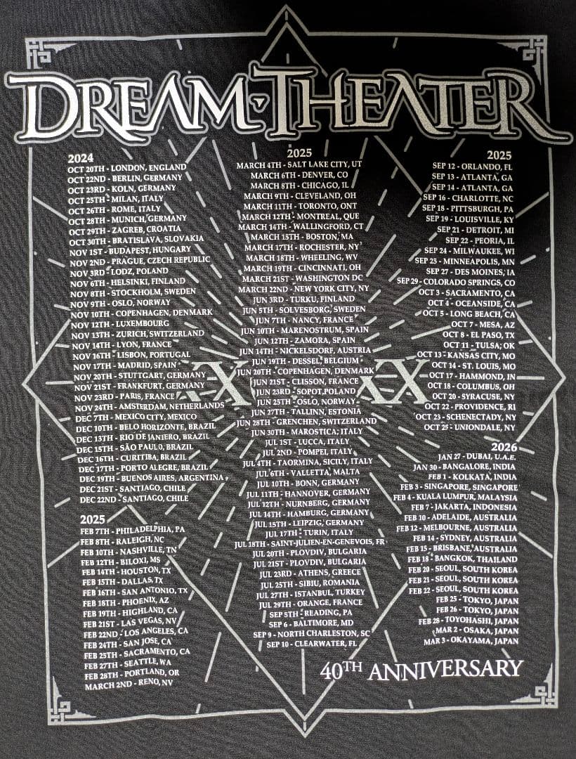 未使用 DREAM THEATER 40thツアーＴシャツ L