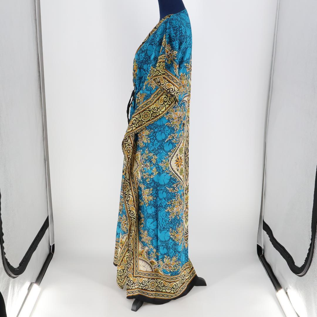 【インド製 ベリーダンス用衣装】水色×黄緑色 ガラベーヤ ワンピース ドレス