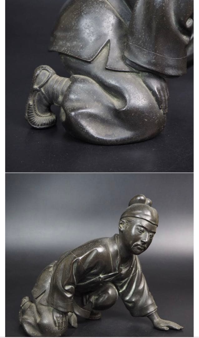 送料無料　晴光作 最高峰明治時代銅製人物置物　約49×34×36ｃｍ