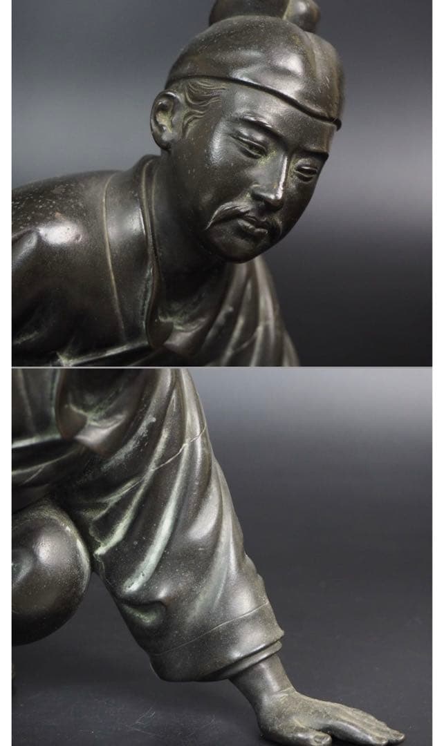 送料無料　晴光作 最高峰明治時代銅製人物置物　約49×34×36ｃｍ