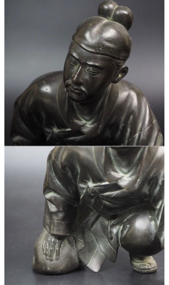 送料無料　晴光作 最高峰明治時代銅製人物置物　約49×34×36ｃｍ