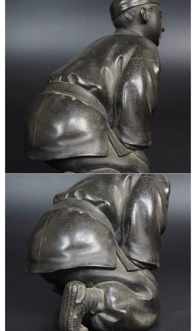 送料無料　晴光作 最高峰明治時代銅製人物置物　約49×34×36ｃｍ