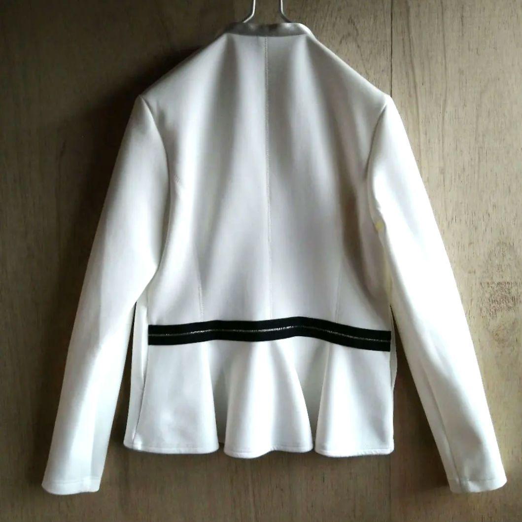 新品　ランバンスポール　裾フリル　シルバーラメ　ノーカラー　ジャケット