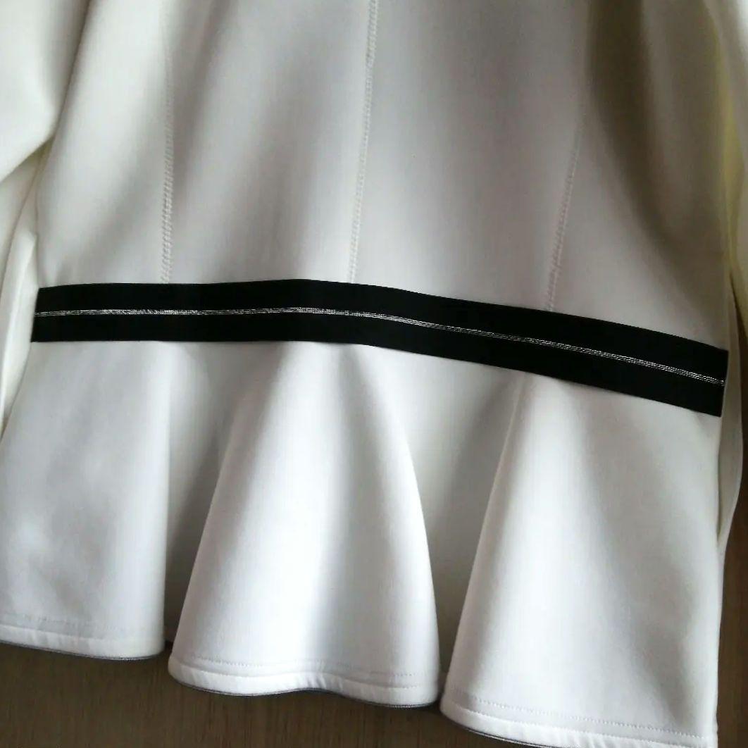 新品　ランバンスポール　裾フリル　シルバーラメ　ノーカラー　ジャケット