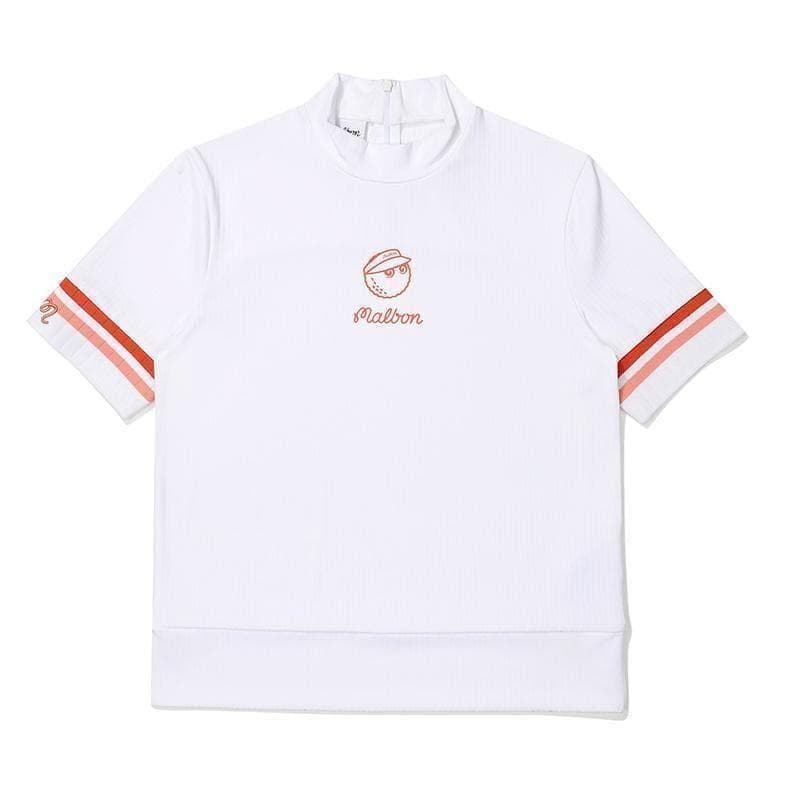 白L マルボンゴルフ モックネック シャツ Malbon Golf ハーフジップ