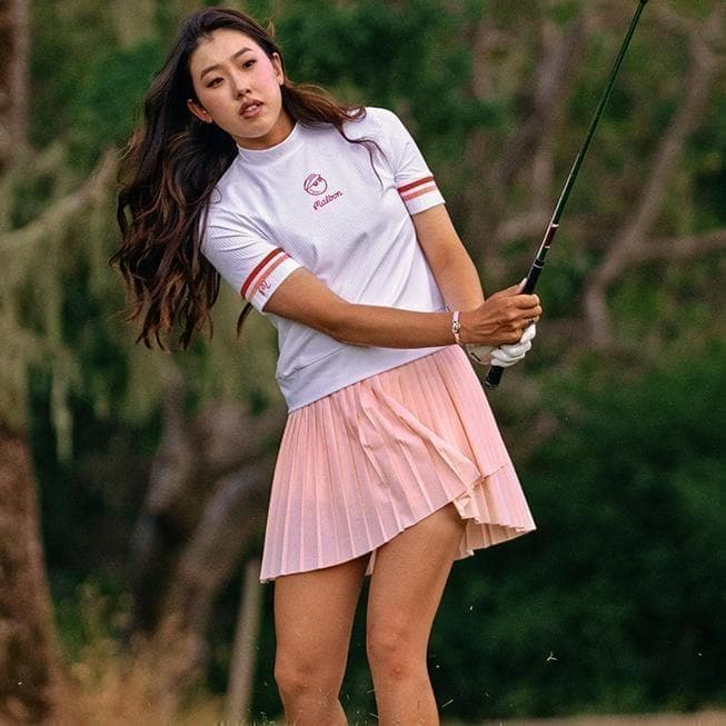 白L マルボンゴルフ モックネック シャツ Malbon Golf ハーフジップ