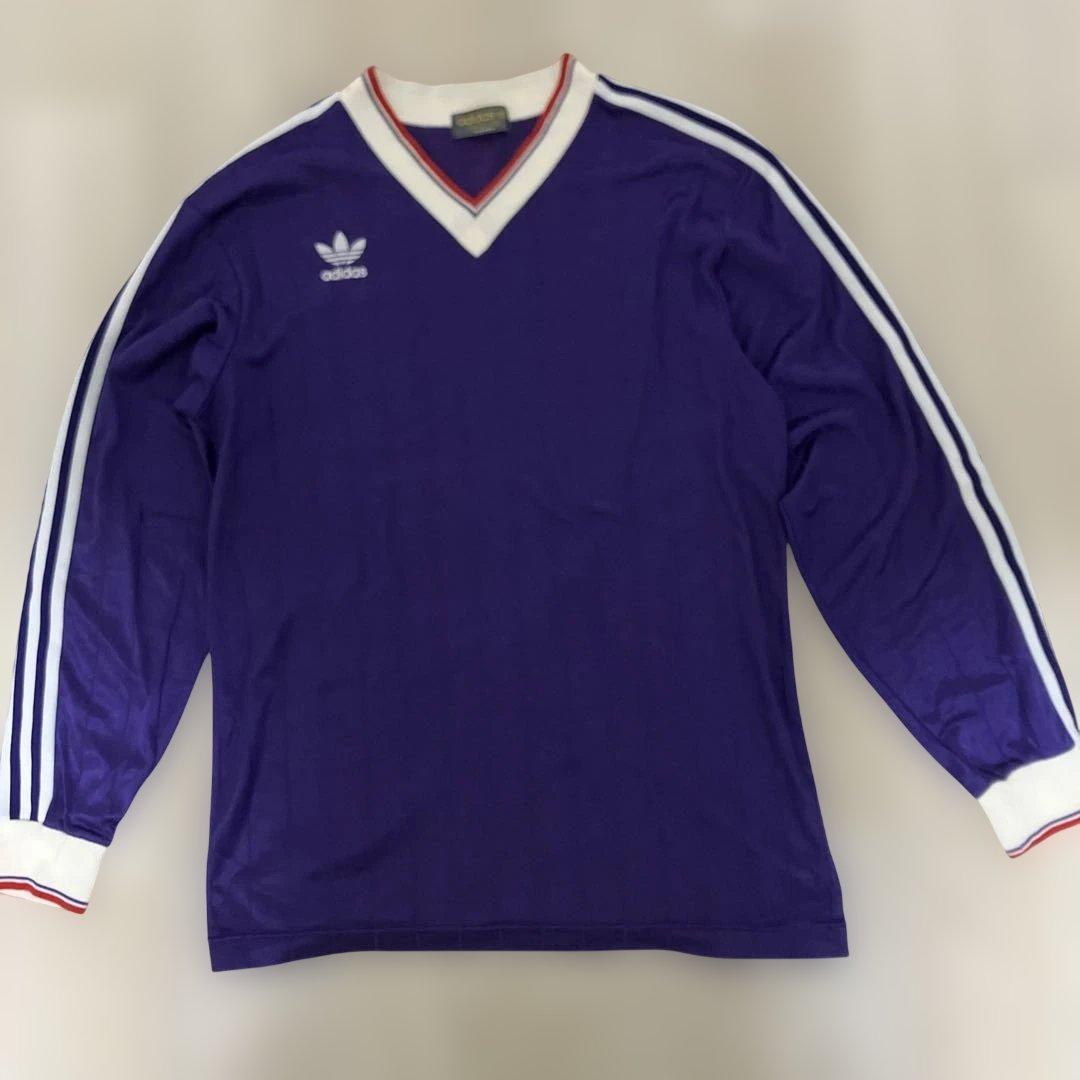 80s adidas 長袖 サッカーシャツ ゲームシャツ デサント製