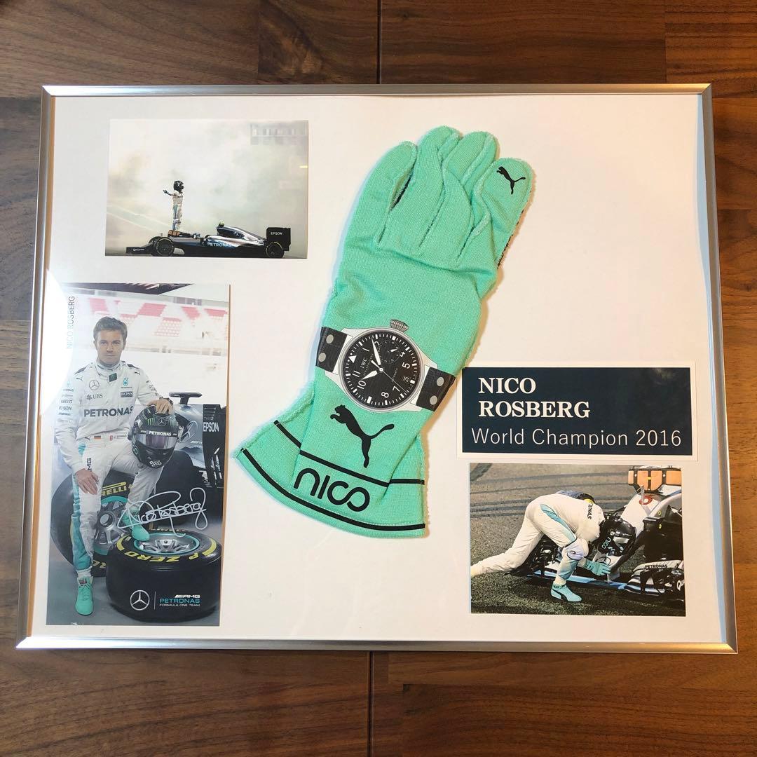 ニコ・ロズベルグ レーシンググローブ&ドライバーズカード&フォト 額装品