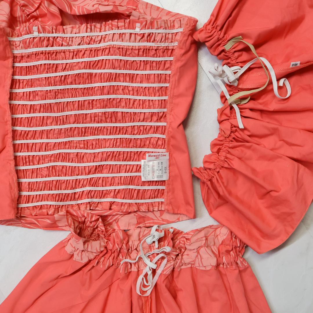 【フラダンス衣装】ピンク MermaidLine 上下セット 3点セット 可愛い
