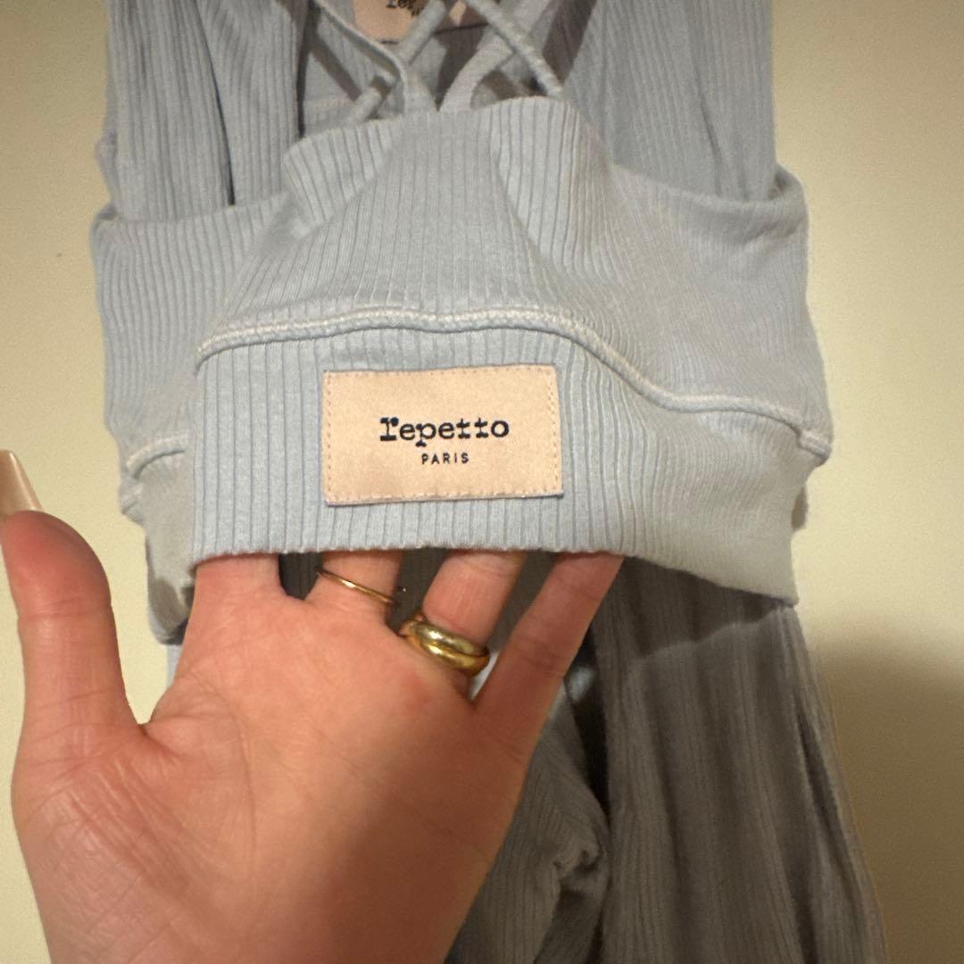 Repetto リブ編み ヨガウェアセット　ライトブルー