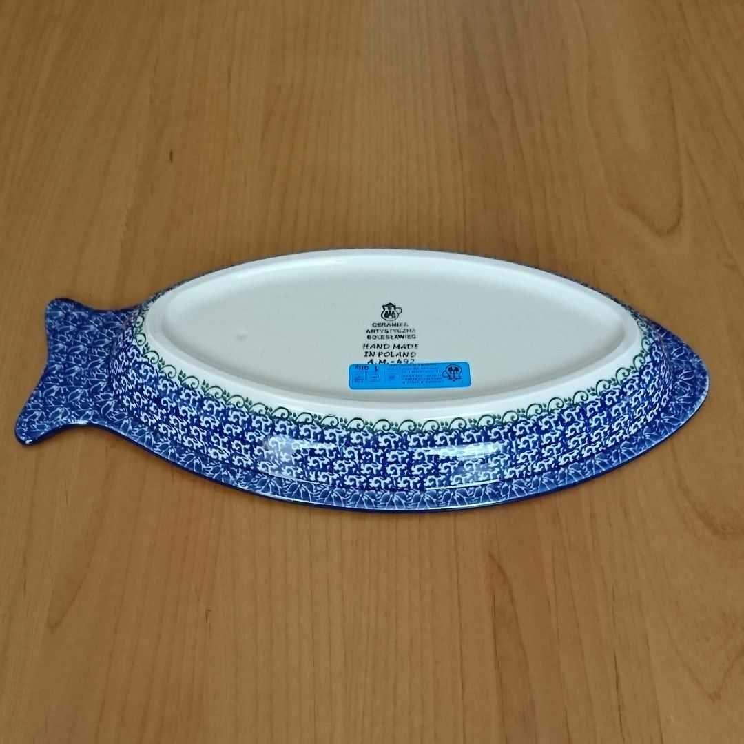 ポーリッシュポタリー 魚型の大皿(チューリップ)