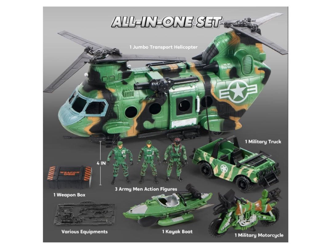 JOYIN ミリタリーヘリコプター 10点セット 軍隊 フィギュア付き