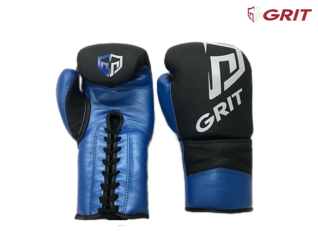 GRIT メタリック　ボクシンググローブ　ブルー　紐式　Nexus公式グローブ